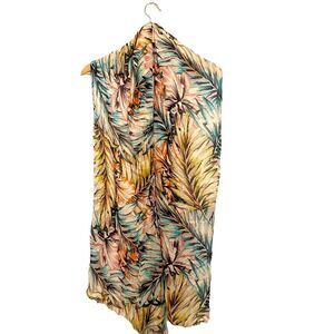 Beautiful palm print scarf with raw edge